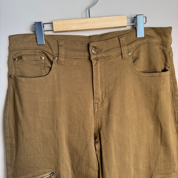 DG2 Women's Ankle Zip Denim Moto Pants Brown 12P Festival Casual Y2K Stretch - Picture 6 of 16